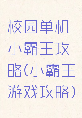 校园单机小霸王攻略(小霸王游戏攻略)