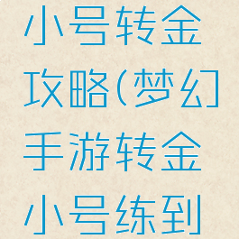 梦幻手游小号转金攻略(梦幻手游转金小号练到几级)