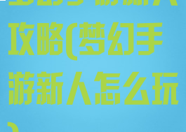 梦幻手游新人攻略(梦幻手游新人怎么玩)