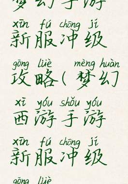 梦幻手游新服冲级攻略(梦幻西游手游新服冲级攻略)