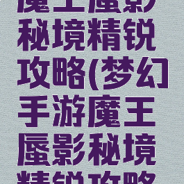 梦幻手游魔王蜃影秘境精锐攻略(梦幻手游魔王蜃影秘境精锐攻略视频)