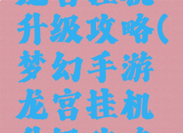 梦幻手游龙宫挂机升级攻略(梦幻手游龙宫挂机升级攻略大全)