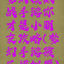 梦幻模拟战手游你才是小朋友攻略(梦幻手游孩子模拟器)