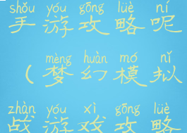 梦幻模拟战手游攻略呢(梦幻模拟战游戏攻略)