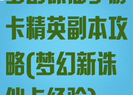 梦幻诛仙手游卡精英副本攻略(梦幻新诛仙卡经验)