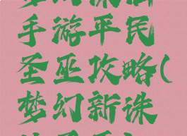 梦幻诛仙手游平民圣巫攻略(梦幻新诛仙圣巫)