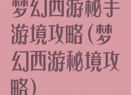 梦幻西游秘手游境攻略(梦幻西游秘境攻略)