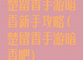 楚留香手游暗香新手攻略(楚留香手游暗香吧)