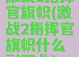 激战2指挥官旗帜(激战2指挥官旗帜什么副职业)