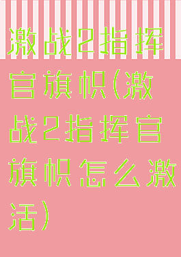 激战2指挥官旗帜(激战2指挥官旗帜怎么激活)