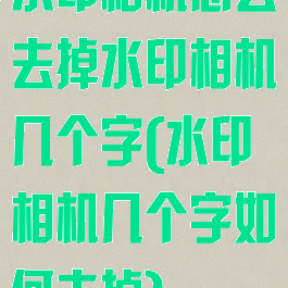 水印相机怎么去掉水印相机几个字(水印相机几个字如何去掉)