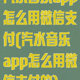 汽水音乐app怎么用微信支付(汽水音乐app怎么用微信支付的)