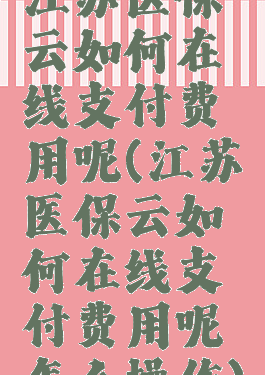江苏医保云如何在线支付费用呢(江苏医保云如何在线支付费用呢怎么操作)