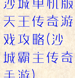 沙城单机版天王传奇游戏攻略(沙城霸主传奇手游)