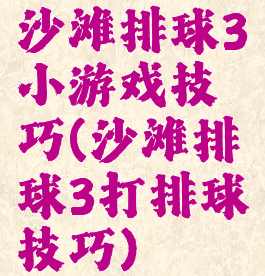 沙滩排球3小游戏技巧(沙滩排球3打排球技巧)