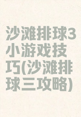 沙滩排球3小游戏技巧(沙滩排球三攻略)