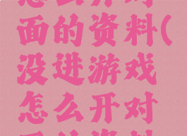 没进游戏怎么开对面的资料(没进游戏怎么开对面的资料栏)