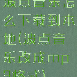 波点音乐怎么下载到本地(波点音乐改成mp3格式)