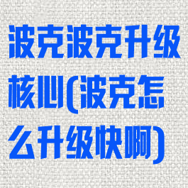 波克波克升级核心(波克怎么升级快啊)