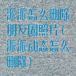 派派怎么删除朋友圈照片(派派动态怎么删除)