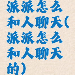 派派怎么和人聊天(派派怎么和人聊天的)