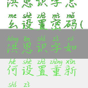 洪恩识字怎么设置密码(洪恩识字如何设置重新识字)