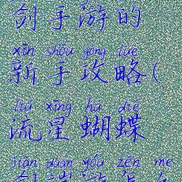 流星蝴蝶剑手游的新手攻略(流星蝴蝶剑端游怎么玩)