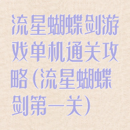 流星蝴蝶剑游戏单机通关攻略(流星蝴蝶剑第一关)