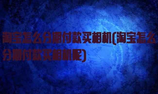 淘宝怎么分期付款买相机(淘宝怎么分期付款买相机呢)