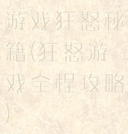 游戏狂怒秘籍(狂怒游戏全程攻略)