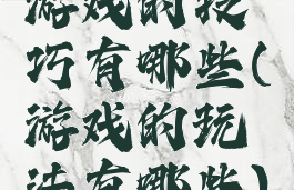 游戏的技巧有哪些(游戏的玩法有哪些)