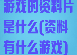 游戏的资料片是什么(资料有什么游戏)