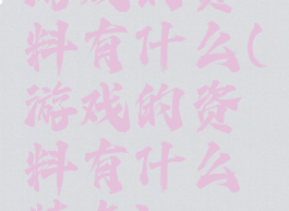 游戏的资料有什么(游戏的资料有什么特点)