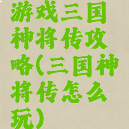 游戏三国神将传攻略(三国神将传怎么玩)