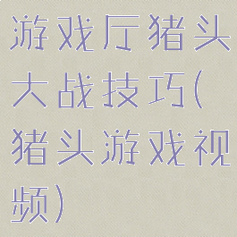 游戏厅猪头大战技巧(猪头游戏视频)