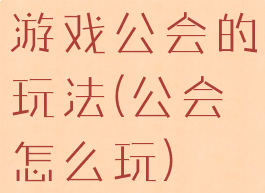 游戏公会的玩法(公会怎么玩)