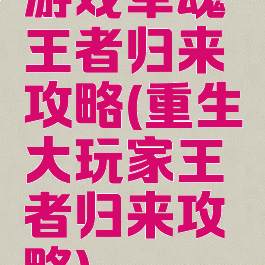 游戏军魂王者归来攻略(重生大玩家王者归来攻略)