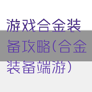 游戏合金装备攻略(合金装备端游)