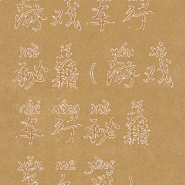 游戏车行秘籍(游戏车行秘籍怎么用)
