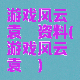 游戏风云袁霆资料(游戏风云袁霆)