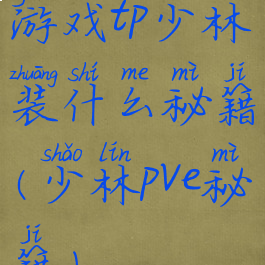 游戏tp少林装什么秘籍(少林pve秘籍)
