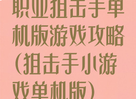 职业狙击手单机版游戏攻略(狙击手小游戏单机版)