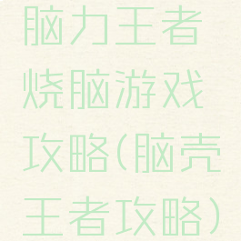 脑力王者烧脑游戏攻略(脑壳王者攻略)