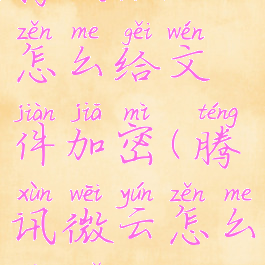 腾讯微云怎么给文件加密(腾讯微云怎么加锁)