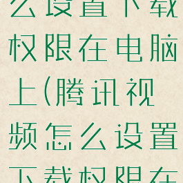 腾讯视频怎么设置下载权限在电脑上(腾讯视频怎么设置下载权限在电脑上)