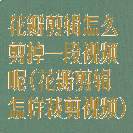 花瓣剪辑怎么剪掉一段视频呢(花瓣剪辑怎样裁剪视频)