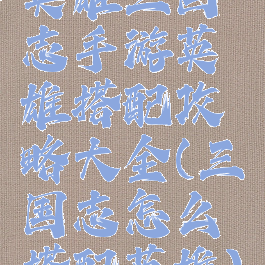 英雄三国志手游英雄搭配攻略大全(三国志怎么搭配英雄)
