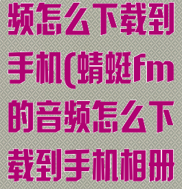 蜻蜓fm的音频怎么下载到手机(蜻蜓fm的音频怎么下载到手机相册)