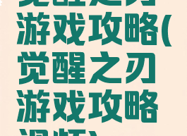 觉醒之刃游戏攻略(觉醒之刃游戏攻略视频)