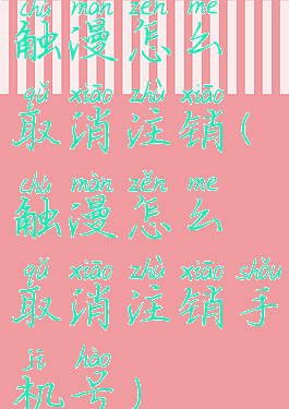 触漫怎么取消注销(触漫怎么取消注销手机号)